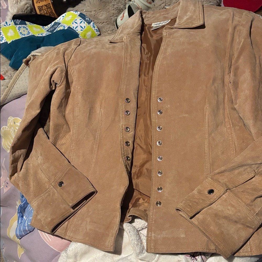 Coldwater Creek Suede Leather Jacket in Warm Tan